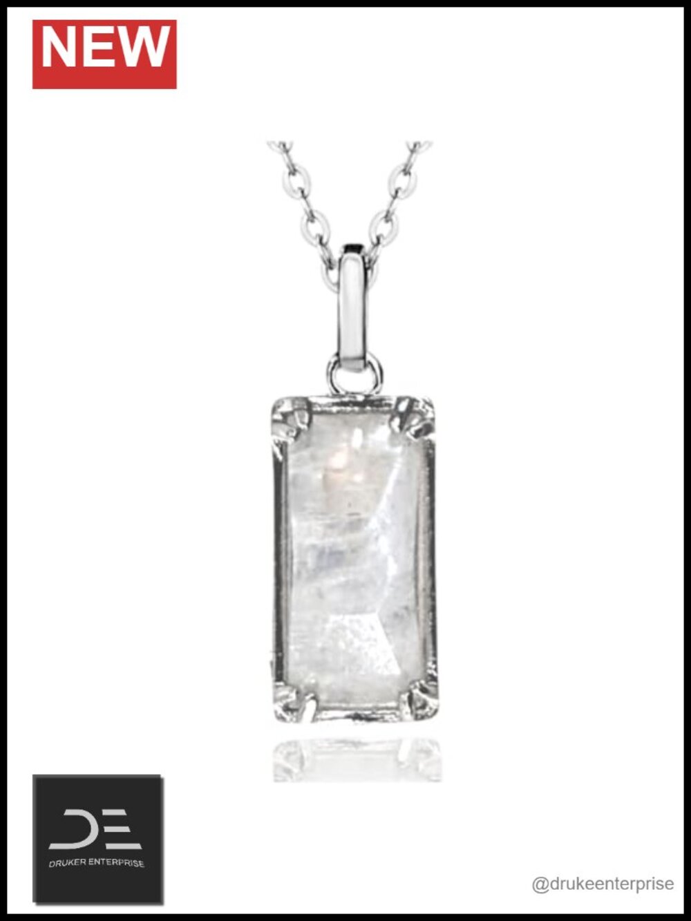 Genuine Rainbow Moonstone Necklace, Sterling Silver, June Birthstone,